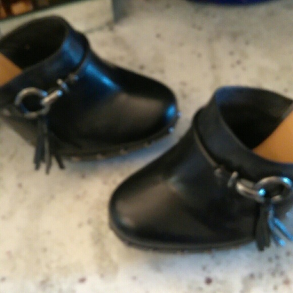 Authentic Coach Leather/ Gun Metal Stud Clogs - Picture 2 of 6